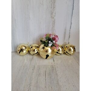 Metal golden bell floral deign set Xmas ornament decor home unique bow